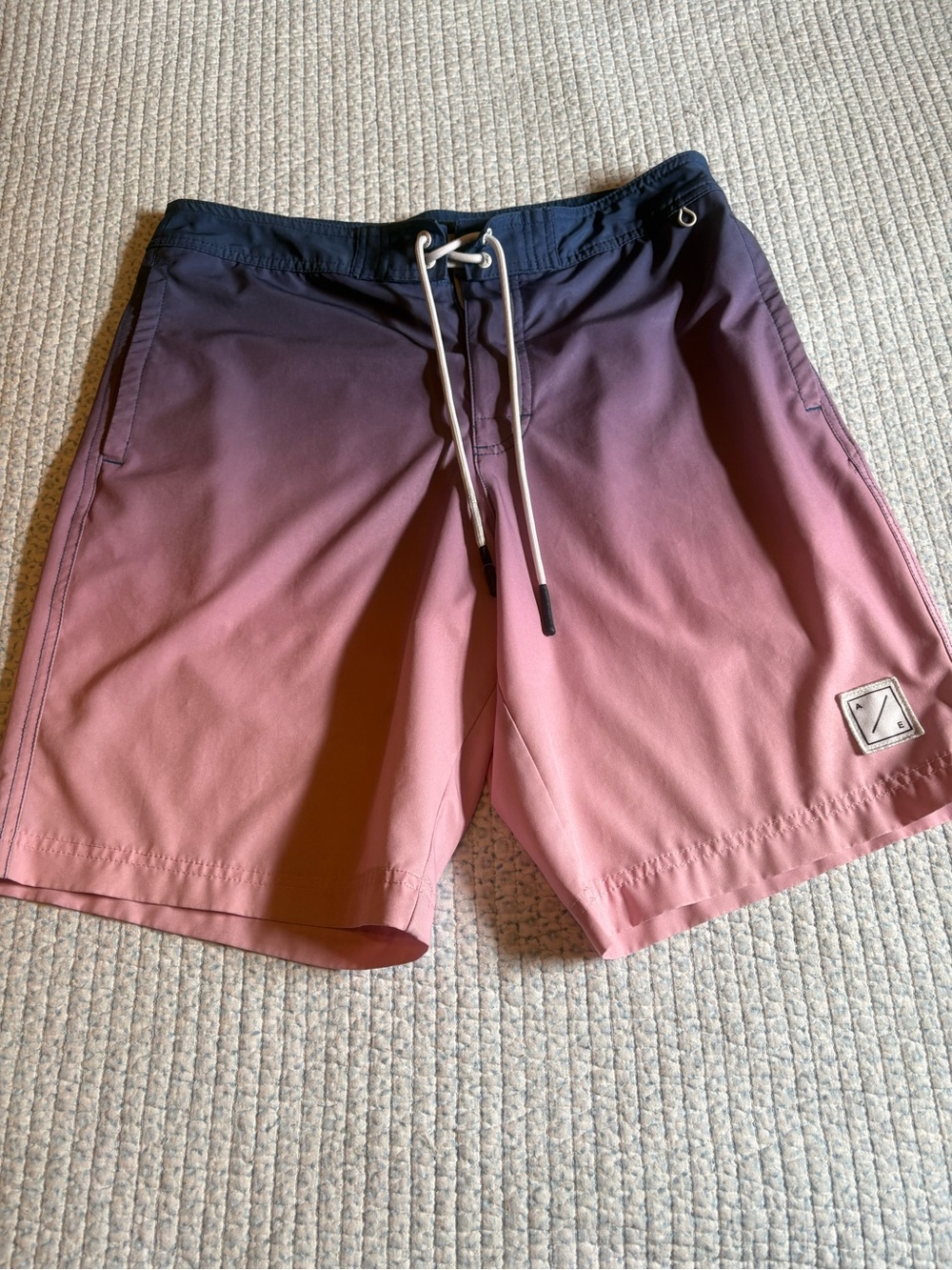 American Eagle Blue Pink Ombre Swim Trunks